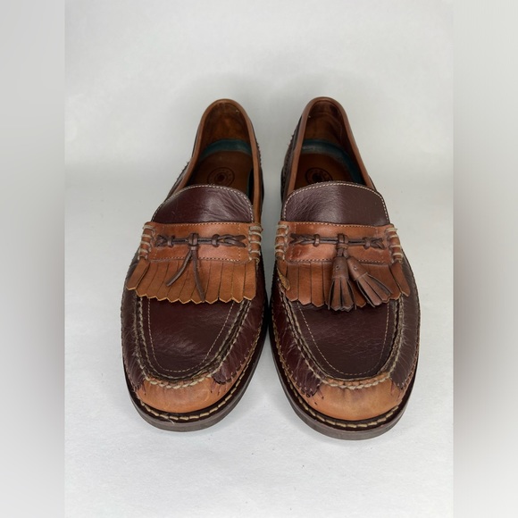 H.S. Trask Bozeman Tassel Moc-Toe Dress Loafer Two Tone Leather Mens Size 12M - Picture 8 of 15